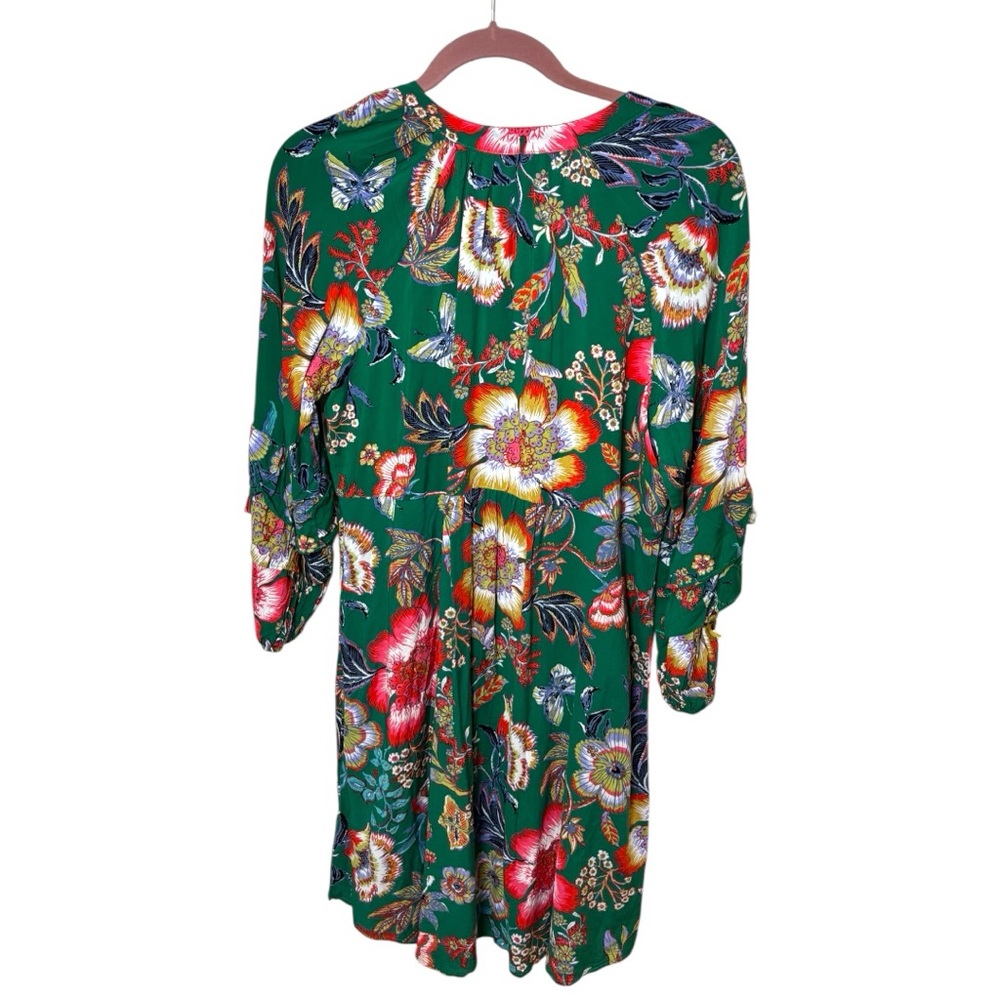 NWT Anthropologie Fig and Flower Vibrant Green Floral Dress L‎ - Picture 3 of 9